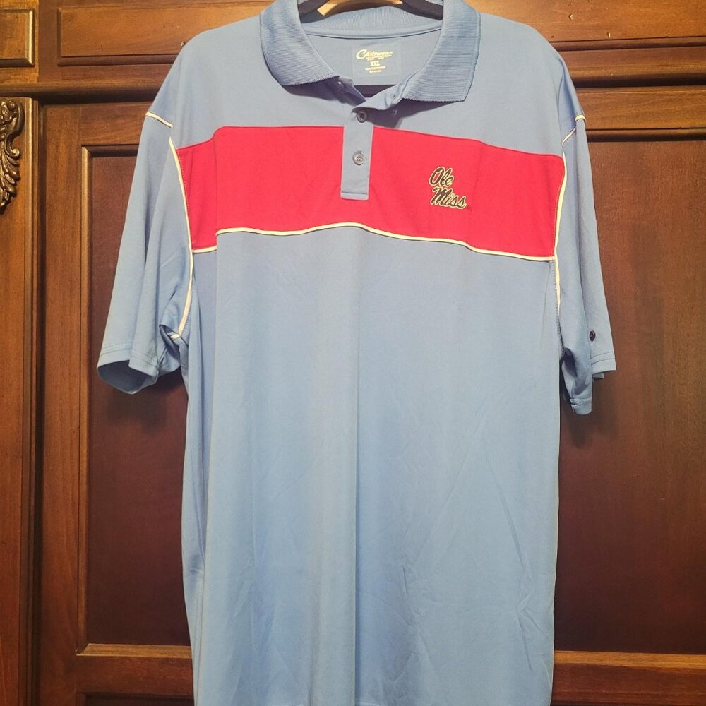 Powder Blue and Red Ole Miss Polo Knit shirt--size 2XL--$25